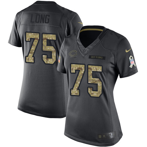 Women's Limited Kyle Long Nike Jersey Black - #75 2016 Salute to Service NFL Chicago Bears